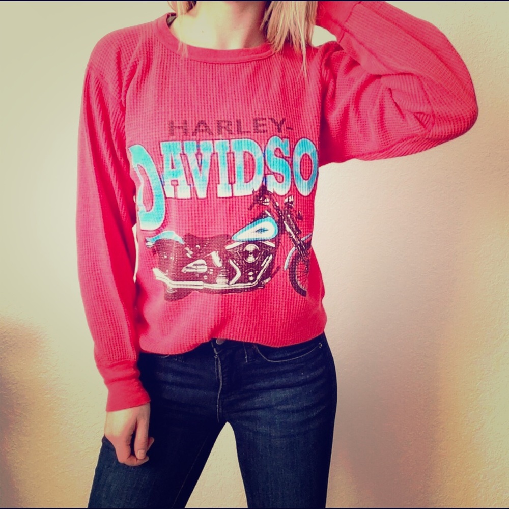 Harley Davidson Women’s Red Waffle Knit Thermal